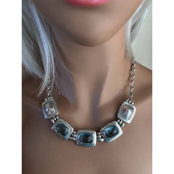 BRIGHTON Balanced Aqua Blue Collar Necklace YOUR TRUE COLOR . Extension - Picture 2 of 5